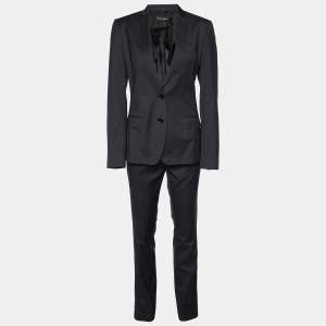 Dolce & Gabbana Charcoal Grey Pinstriped Wool & Silk Pant Suit S