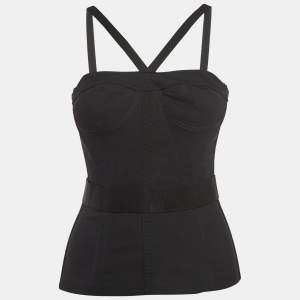 Pre Owned Dolce & Gabbana Black Silk Strappy Corset Top S