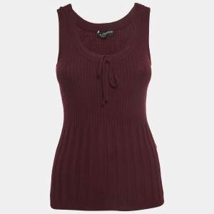 Pre Owned Dolce & Gabbana Burgundy Wool Blend Knit Sleeveless Top M
