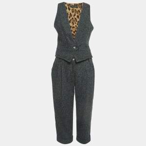 Dolce & Gabbana Grey Wool Blend Knit Vest and Pants Suit M