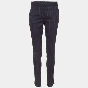 Dolce & Gabbana Navy Blue Pinstripe Wool Formal Trousers M