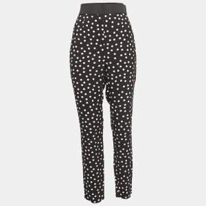 Pre Owned Dolce & Gabbana Black Dotted Crepe Pants M