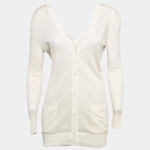 Pre Owned Dolce & Gabbana Cream Knit Back and Front Buttoned Cardigan S