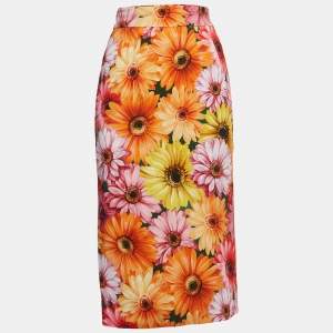 Dolce & Gabbana Multicolor Floral Print Crepe Pencil Skirt S