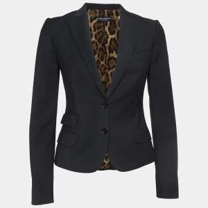 Pre Owned Dolce & Gabbana Black Gabardine Single Breasted Blazer S