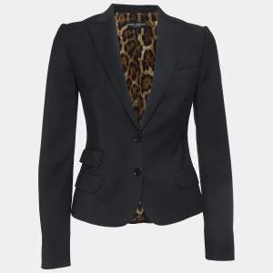 Dolce & Gabbana Black Gabardine Single Breasted Blazer S