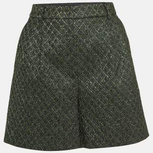 Dolce & Gabbana Green Lame Jacquard Pleated Shorts S