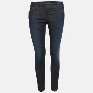Pre Owned Dolce & Gabbana Pretty Navy Washed Denim Skinny Jeans S Waist 28"