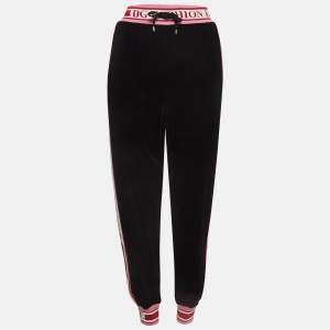 Pre Owned Dolce & Gabbana Black Side Stripe Velvet Joggers M