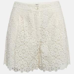 Dolce & Gabbana White Floral Cotton Lace Shorts S
