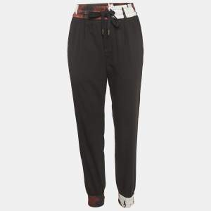 Pre Owned Dolce & Gabbana Black Wool Blend Contrast Trim Track Pants M