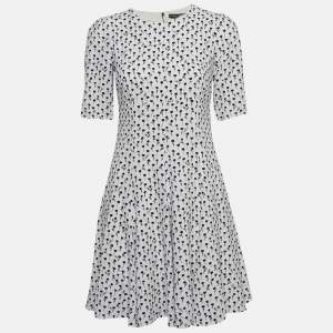 Pre Owned Dolce & Gabbana White Floral Print Crepe Mini Dress S