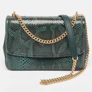 Pre Owned Dolce & Gabbana Green Python Miss Margarita Shoulder Bag