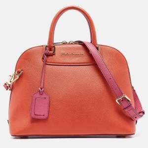 Pre Owned Dolce & Gabbana Orange/Pink Leather Small Megan Dome Satchel