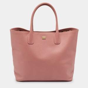 Pre Owned Dolce & Gabbana Old Rose Leather Miss Alma Tote