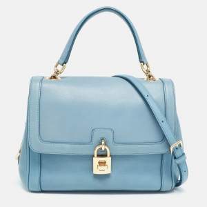 Dolce & Gabbana Light Blue Leather Padlock Top Handle Bag