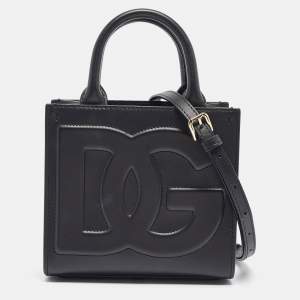 Dolce & Gabbana Black Leather Mini DG Daily Tote