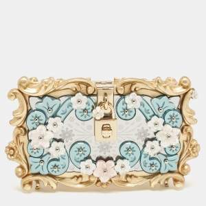Dolce & Gabbana Gold  Acrylic Mirrored Baroque Dolce Box Bag