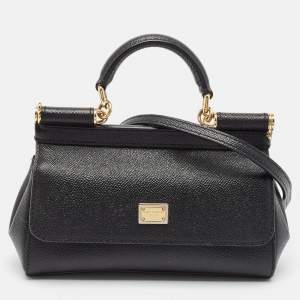 Dolce & Gabbana Black Leather Small Miss Sicily East West Top Handle Bag