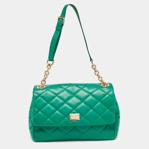 Pre Owned Dolce & Gabbana Green Quilted Leather Miss Kate Shoulder Bag
