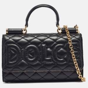 Dolce & Gabbana Black Leather Miss Sicily Von Wallet On Chain