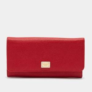 Dolce & Gabbana Red Leather Flap Continental Wallet