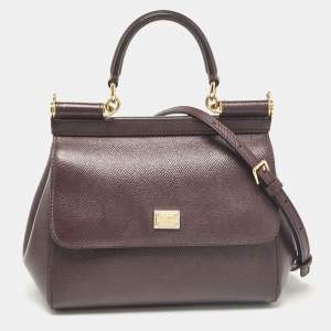 Dolce & Gabbana Purple Leather Small Miss Sicily Top Handle Bag