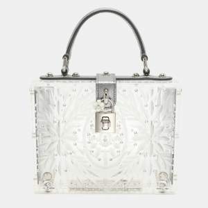 Pre Owned Dolce & Gabbana Silver Plexiglass Cinderella Top Handle Bag