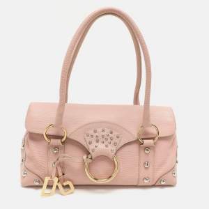 Dolce & Gabbana Pink Leather Embellished Satchel