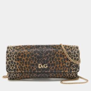 Pre Owned Dolce & Gabbana Black Crystals Satin Sasha Chain Bag