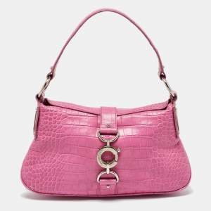 Pre Owned Dolce & Gabbana Pink Alligator Hobo