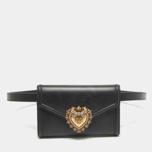 Dolce & Gabbana Black Leather Devotion Belt Bag