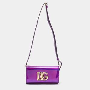 Dolce & Gabbana Purple Holographic Patent Leather DG Millennials Shoulder Bag