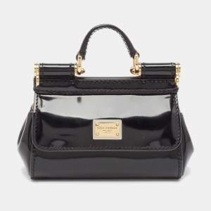 Dolce & Gabbana Black Patent Leather Micro Miss Sicily Bag