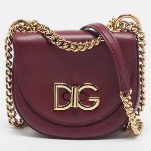 Pre Owned Dolce & Gabbana Burgundy Leather Wifi Shoulder Bag