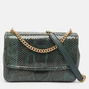 Pre Owned Dolce & Gabbana Green Python Miss Margarita Shoulder Bag