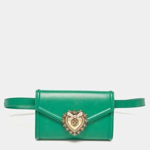 Dolce & Gabbana Green Leather Devotion Belt Bag