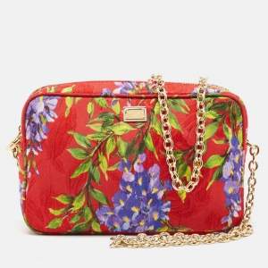 Pre Owned Dolce & Gabbana Multicolor Floral Print Fabric Miss Glam Chain Shoulder Bag