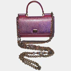 Dolce And Gabbana Pink Sicily Von Wallet Cell Phone Clutch