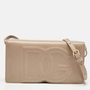 Pre Owned Dolce & Gabbana Blush Pink Leather DG Logo Phone Crossbody Bag
