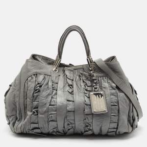 Dolce & Gabbana Grey Leather Miss Brooke Satchel