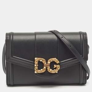 Dolce & Gabbana Black Leather DG Amore Clutch Bag