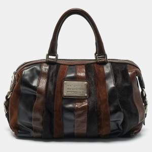 Dolce & Gabbana Two Tone Brown Calf Hair and Mix Leather Miss Urbanette Satchel