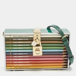 Dolce & Gabbana Green Resin Color Pencil Box Clutch