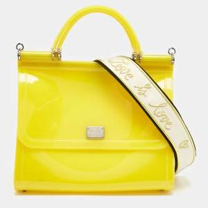 Dolce & Gabbana Yellow Rubber Miss Sicily Top Handle Bag