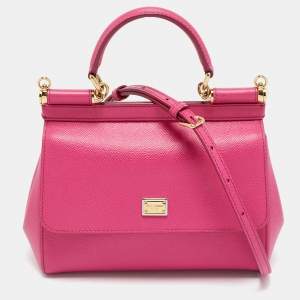 Dolce & Gabbana Pink Leather Small Miss Sicily Top Handle Bag