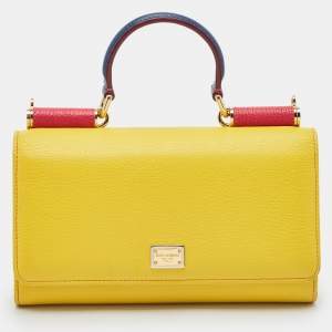 Dolce & Gabbana Yellow Leather DG Disco Clutch