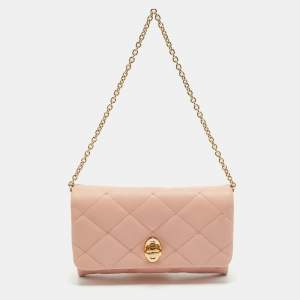 Dolce & Gabbana Pink Quilted Leather Chain Clutch