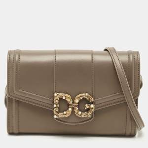 Dolce & Gabbana Beige Leather DG Amore Clutch Bag
