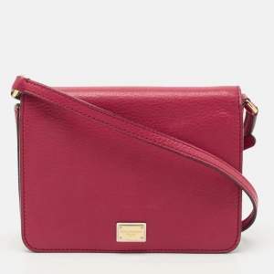 Dolce & Gabbana Dark Pink Leather Mini Dauphine Crossbody Bag